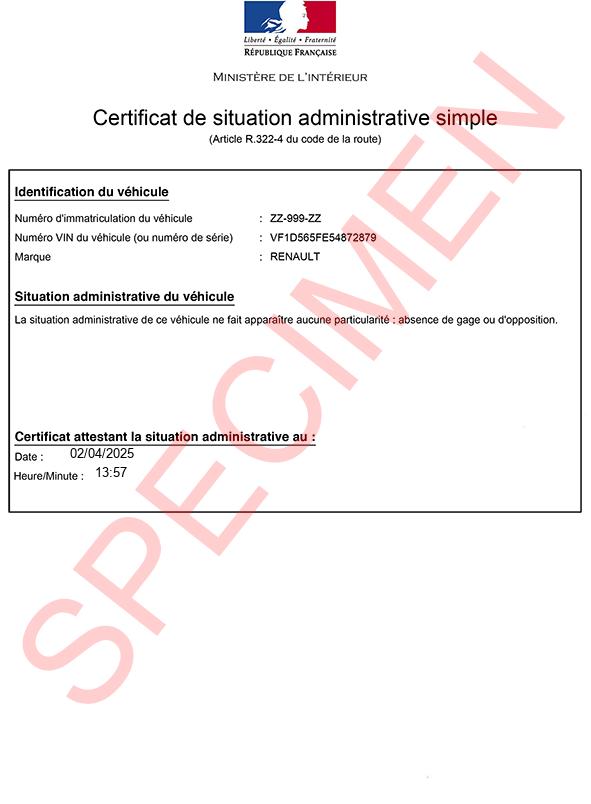 certificat de situation administrative simple